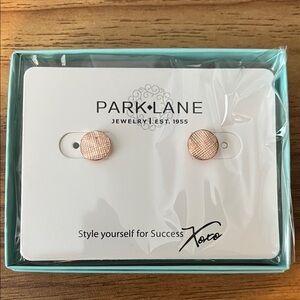 Park Lane Rose Gold Crosshatch Round Stud Earrings